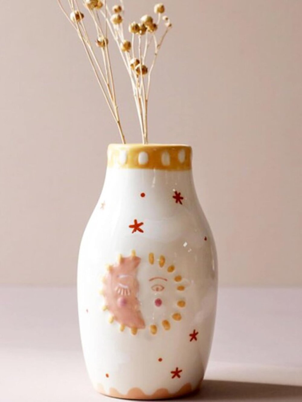 MOUGIGI Ceramic Dice Vase, Single Stem Bud Vase, Modern Dried Flower Home Decor